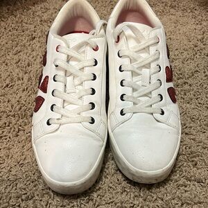 Aldo white sneakers with hearts size 8.5
